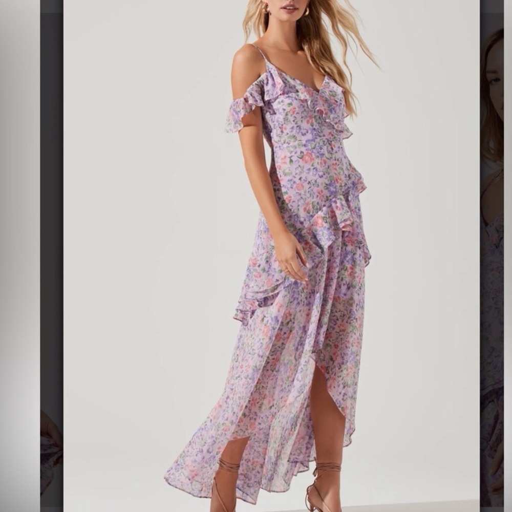 Astr The Label High Low Pemberley  Floral Dress in Pink and Purple Size M - Picture 2 of 12